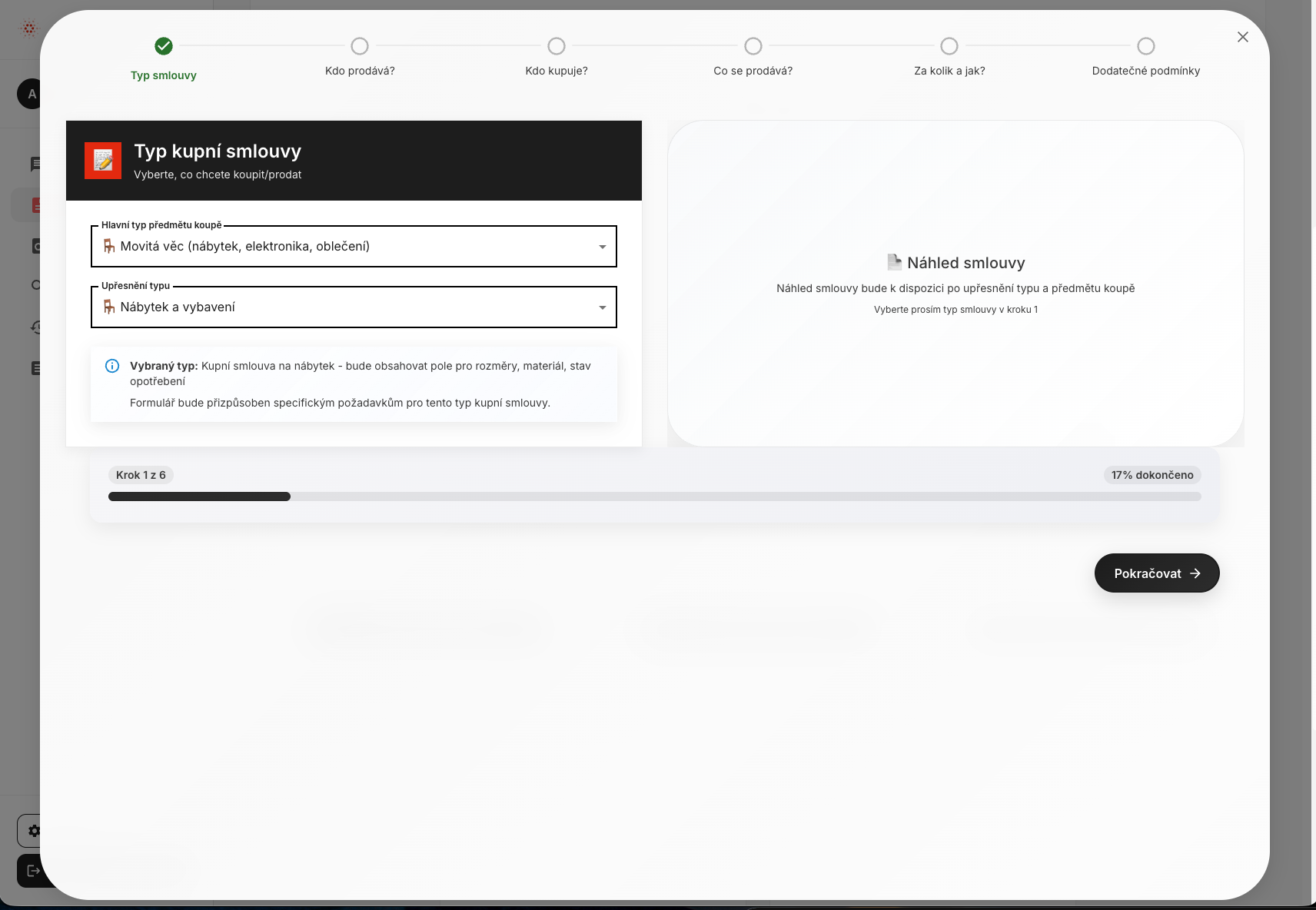 Generátor smluv krok 1